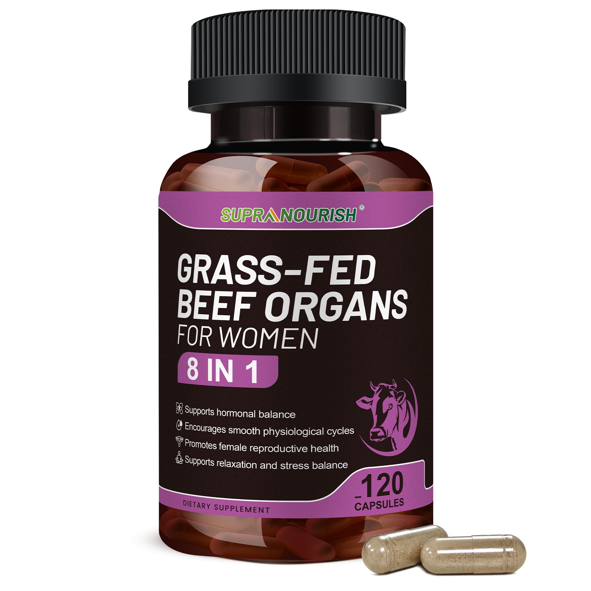 Grass Fed Beef Organs for Women - 120 Capsules