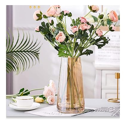 SPHINX Decorative Glass Vase for Flowers Plants Home Decor Office Living Table Decorations, Vases for Home Decor, Luster Glass Vase,Modern Glass Vase - (Crystal Amber, Approx 9 Inches Height)