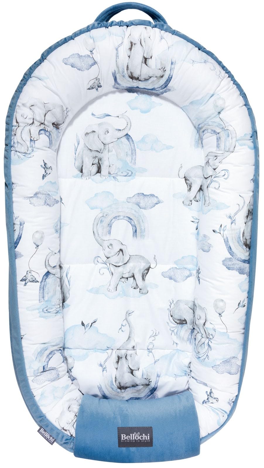 Bellochi Nid d'ange pour nouveau-né | Chaise longue | 100% coton | 90 x 60 x 12 cm – avec bords de protection | 0-9 mois | Jambo