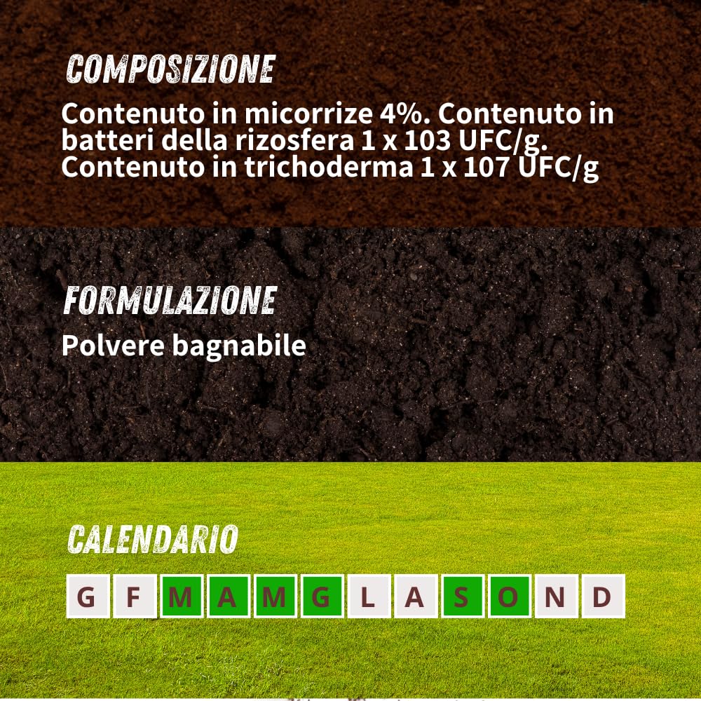 VITHAL Prato Sano Bio - Stimolatore Radicale per Tappeti Erbosi, Riduce Macchie Giallastre e Feltro, 100 g per 100 m² - Concime Naturale Consentito in Agricoltura Biologica