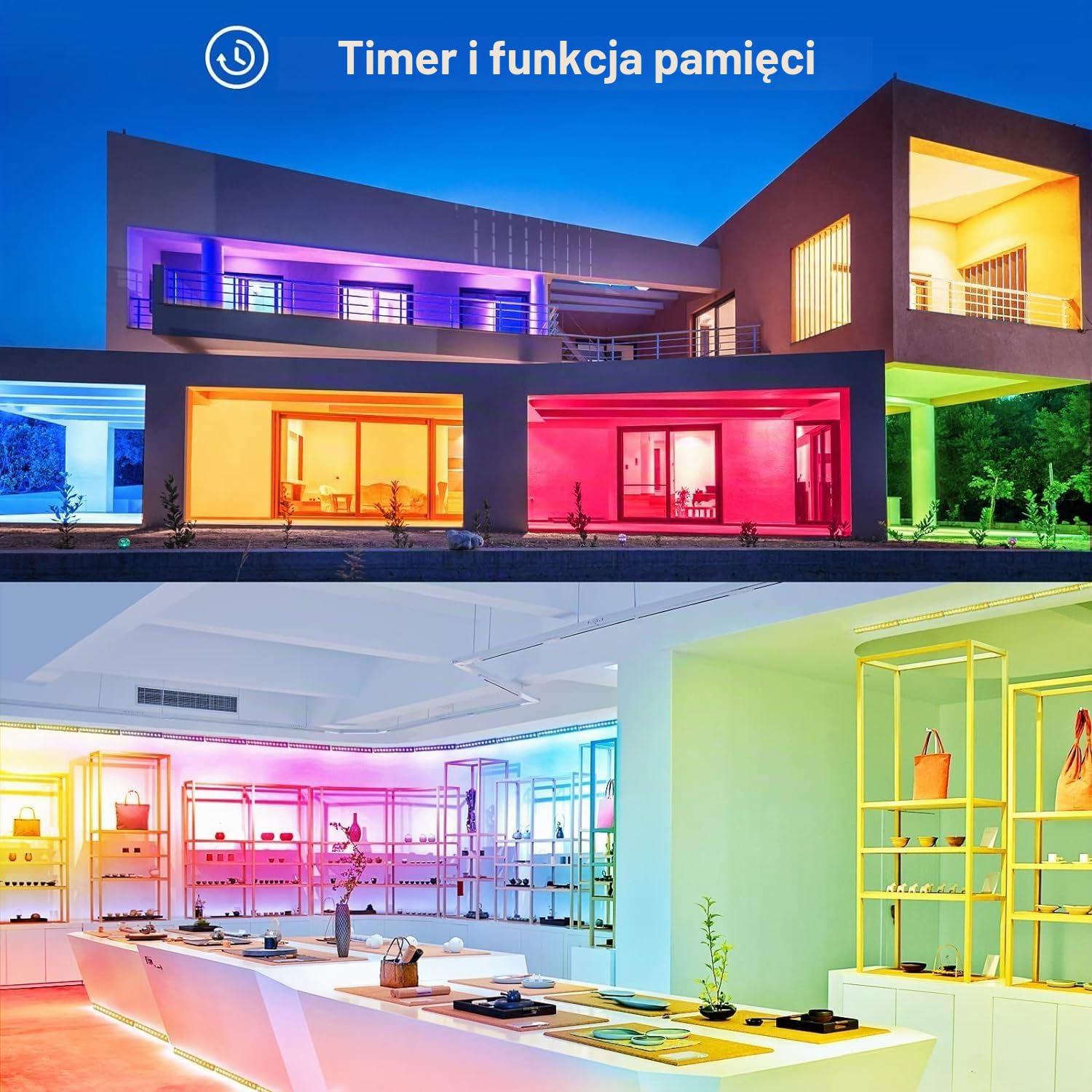 Linke Lampa ścienna LED 42 W, z pilotem zdalnego sterowania, reflektor RGB LED, 10 kolorów, 30 trybów, wodoszczelność IP66, oświetlenie imprezowe, z funkcją timera, do użytku na zewnątrz, do ogrodu,