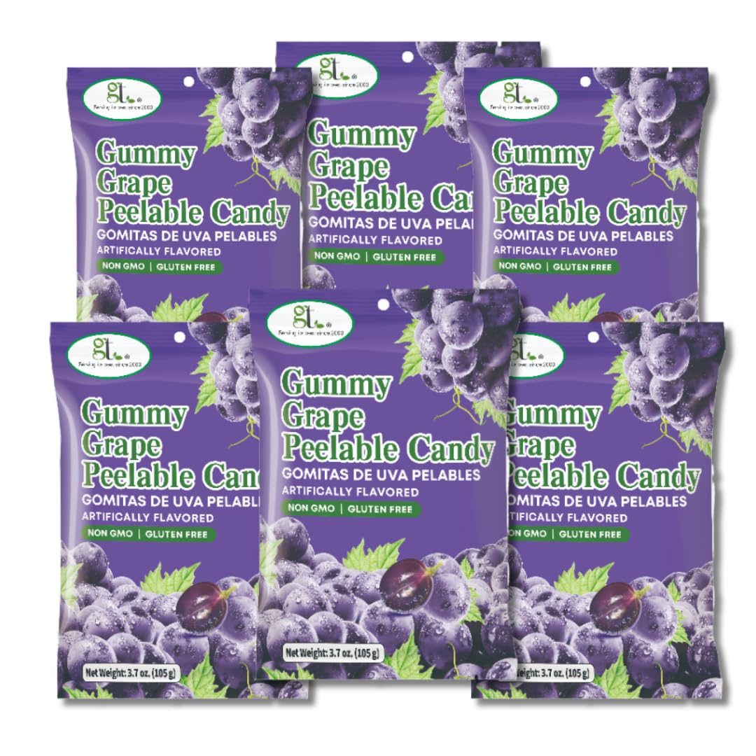 GT Gummy Grape Peelable Candy, 3.7 oz, Non GMO, Gluten Free (6 Pack)