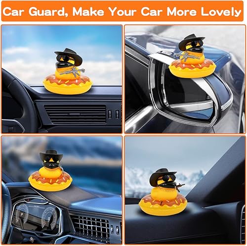 Miniatura 6 de Patos para automóviles pato de goma para tablero de automóvil, adornos de pato amarillo chirriante para automóvil, accesorios de tablero con mini