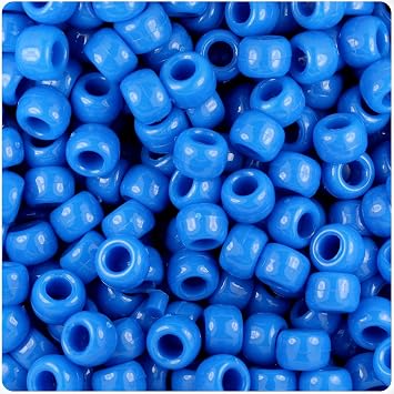 BeadTin True Blue Neon Bright 9mm Barrel Pony Beads 500pcs