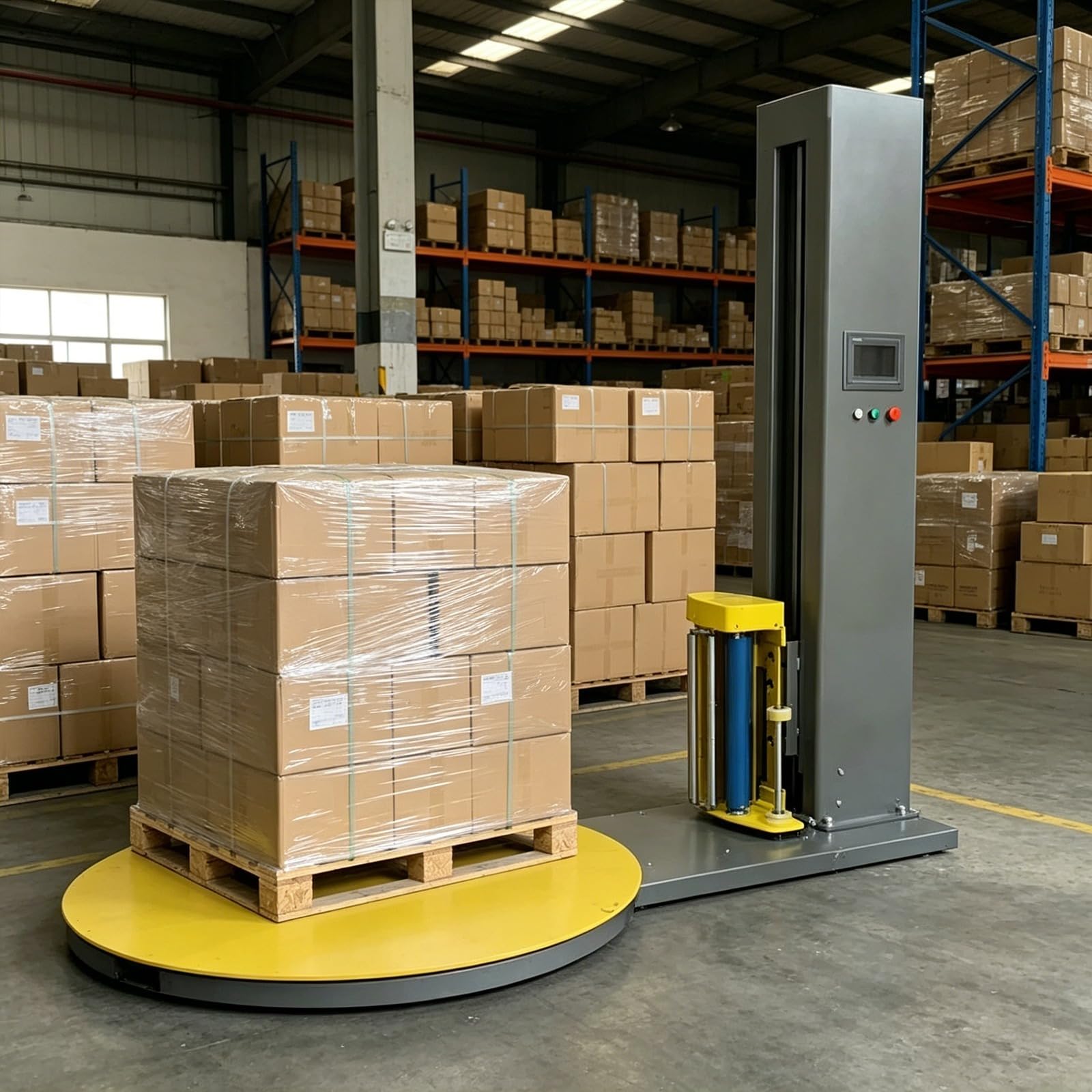 Maszyna do owijania palet, folia stretch, automatyczna folia stretch i pakowanie termokurczliwe z gramofonem do logistyki magazynowej