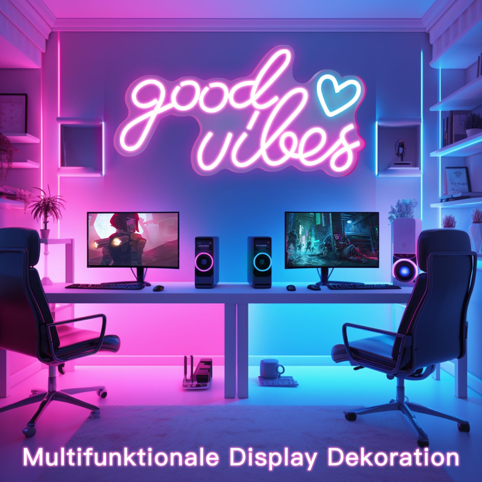 Good Vibes Néon Led, Néon Mural Lettre USB, Pour Chambre à Coucher, Chambre D'Enfant, DéCoration Murale, Bar, Mariage, FêTe