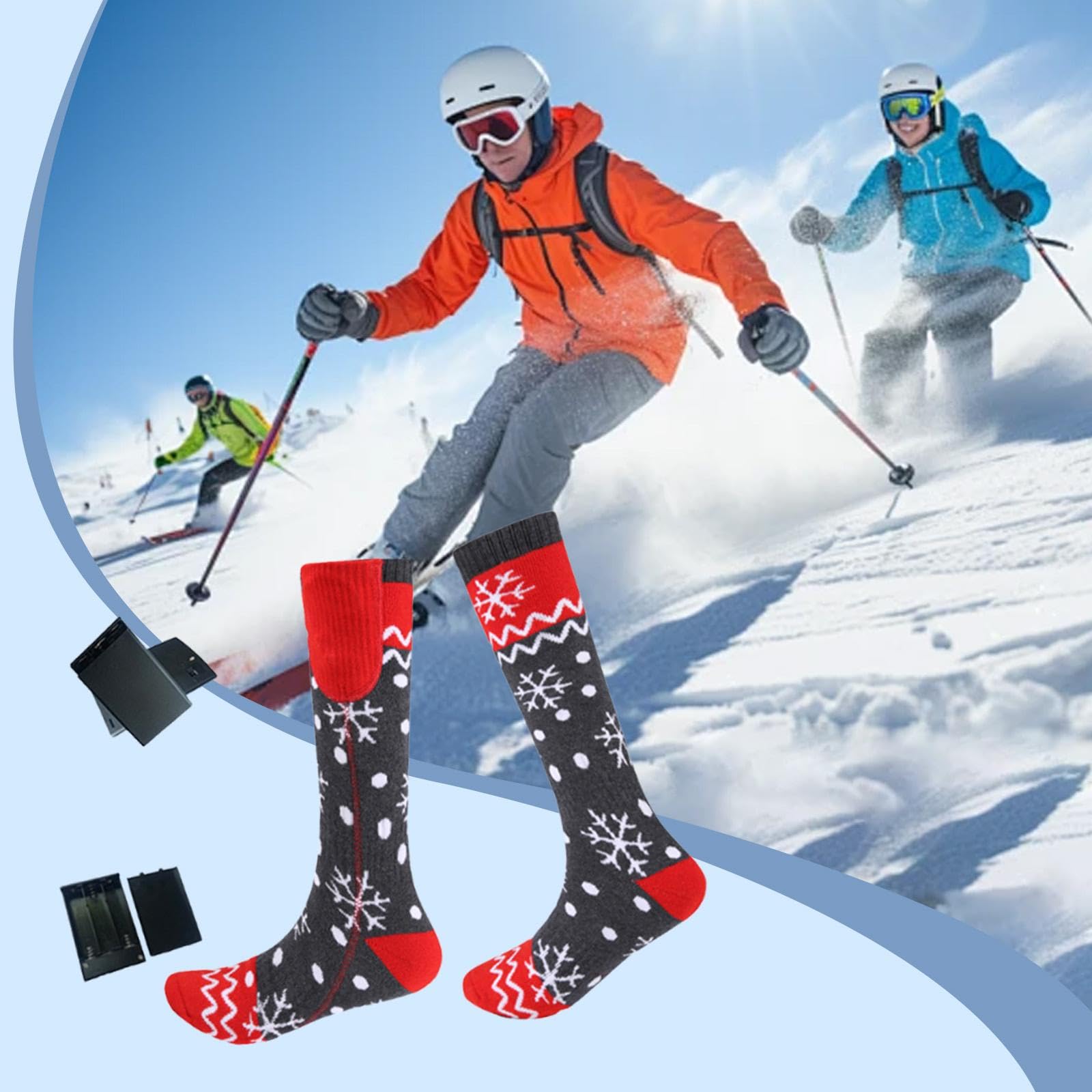 rockible Beheizbare Socken, Kniehohe Socken Zum Campen, Eislaufen Und Snowboarden