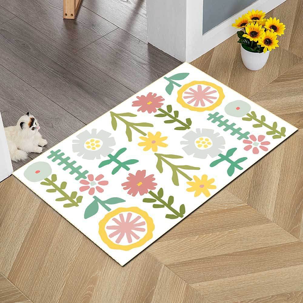 Rururug Enfants Chambre Extra Grand Tapis Tapis de Jeu pour Bébé Couleur Beige de Fleurs de Dessin animé Mignon 80 x 120 cm