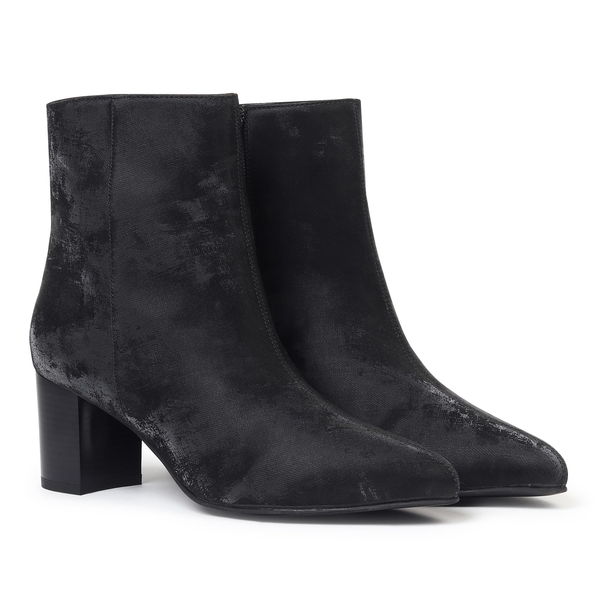 Midnight Velvet Ankle Boots for Women | Extra Cushion Comfort, Skin-Friendly & Zipper | Trendy, Stylish & Perfect for Winter or Holiday Outings-image-26