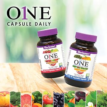 Bluebonnet Nutrition One for Men Whole Food-Based Multiple, Daily Nutrition*, Non-GMO, Vegetarian Friendly, Kosher, Gluten-Free, Soy-Free, Dairy-Free, Iron Free, 60 Vegetable Capsules, 60 Servings