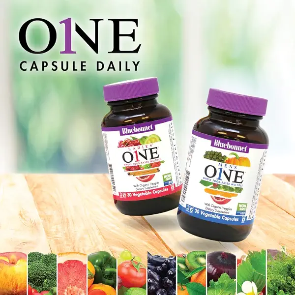 Bluebonnet Nutrition One for Men Whole Food-Based Multiple, Daily Nutrition*, Non-GMO, Vegetarian Friendly, Kosher, Gluten-Free, Soy-Free, Dairy-Free, Iron Free, 30 Vegetable Capsules, 30 Servings 5