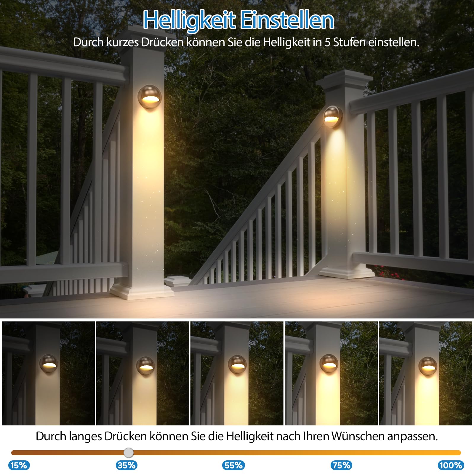 HIBOITEC 6 Stück Dimmbare Zaunbeleuchtung mit Strom, Fotozellensensor ＆ Timer Gartenbeleuchtung mit Transformator, IP67 Wasserdichte Zaunleuchten für Außen Terrasse Treppenbeleuchtung (Warmweißes)