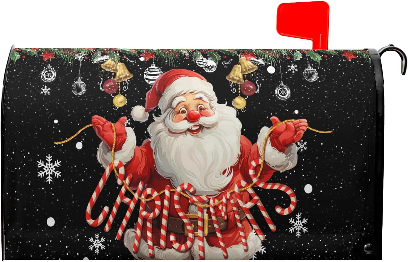 Kawani Merry Christmas Mailbox Cover Standard Size 18"x21" Christmas Santa Claus Magnetic Mail Box Covers Winter Mailbox Wraps Xmas Decorative Post Letter Box Cover Outdoor Decoration for Home