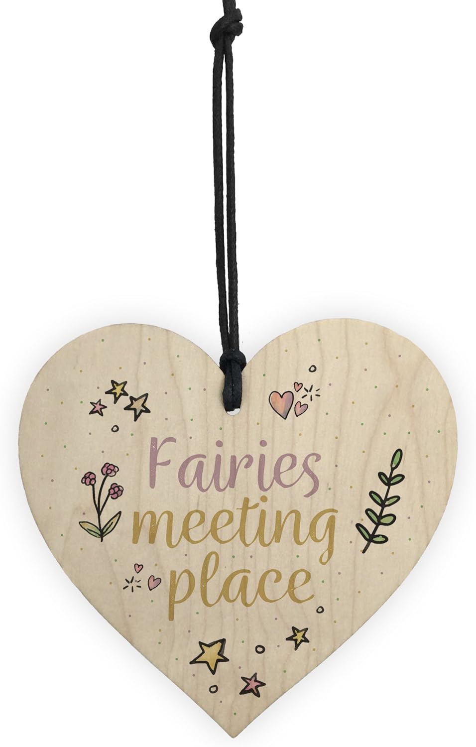 RED OCEAN Garden Sign Fairies Meeting Place Wooden Hanging Heart Shed SummerHouse Plaque