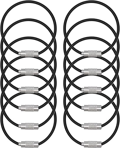 Uniclife Llavero de alambre negro de 4 pulgadas con gancho grande de acero inoxidable para senderismo al aire libre resistente conectable equipaje