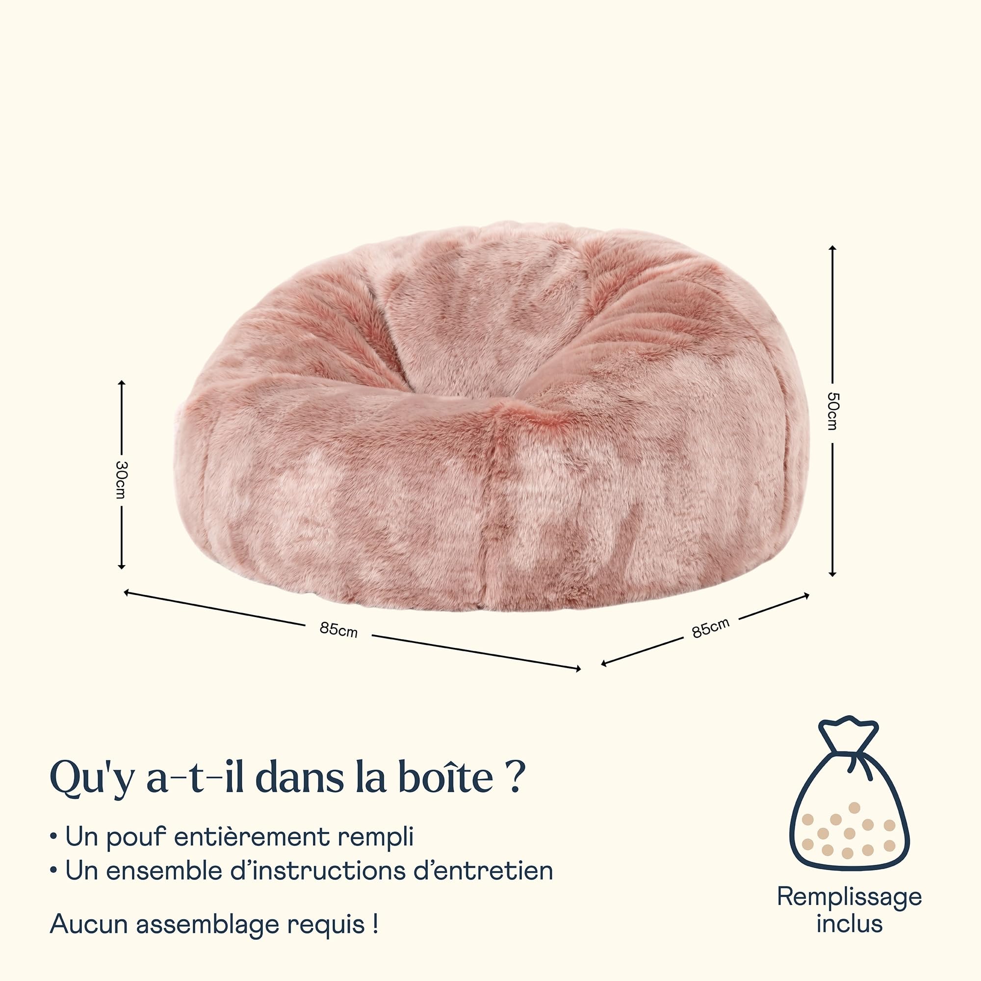 Pouf Enfant Icon Étoiles - Remplissage Perles - Housse Imperméable - Rose - Pour Chambre Ou Salon