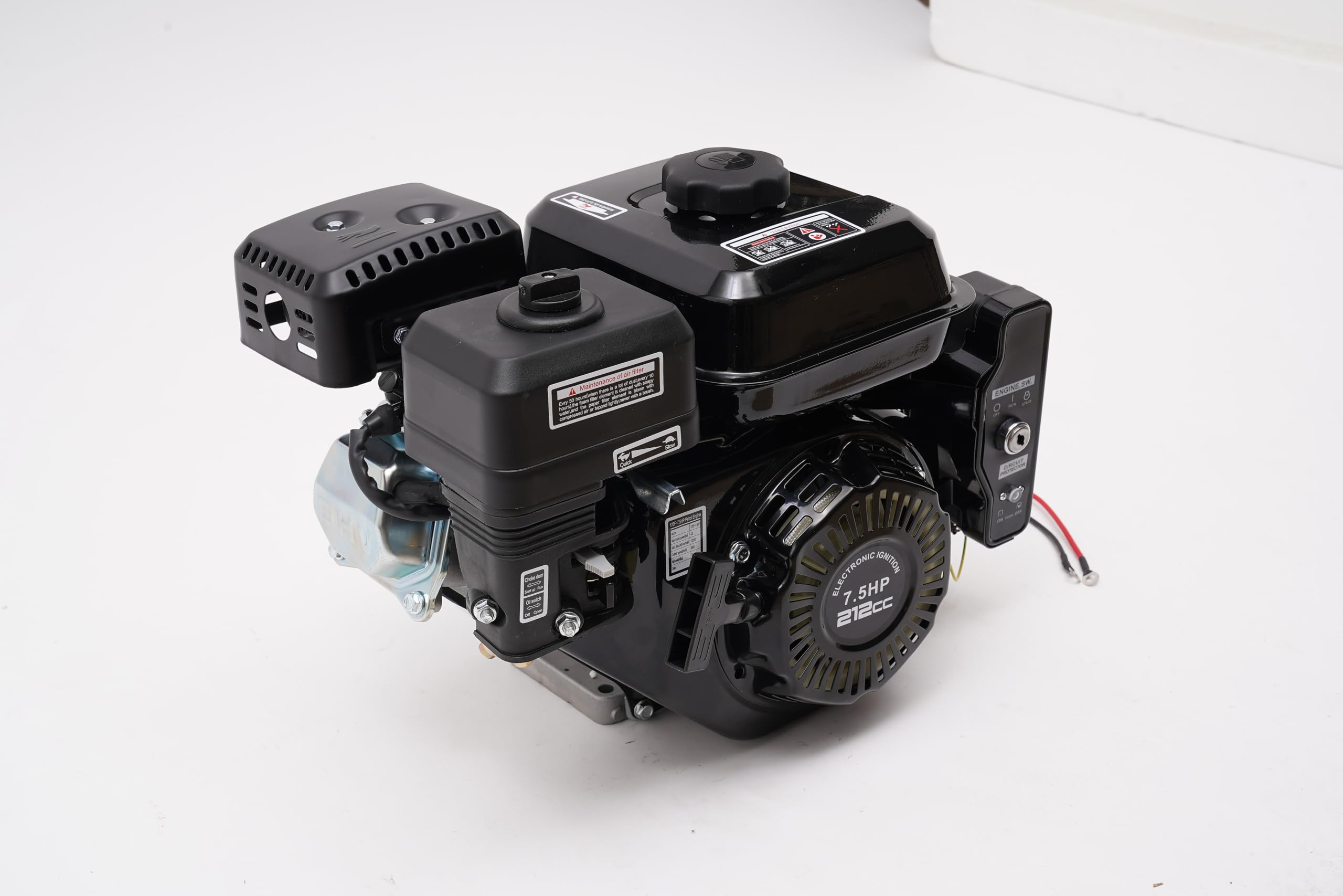 Motor de gasolina de 7,5 CV, 4 tiempos, monocillo: 210 cc, arranque manual y eléctrico, 3600 rpm, tanque de 0,95 Gal, refrigeración por aire, para kart, generadores de electricidad y limpiadores de