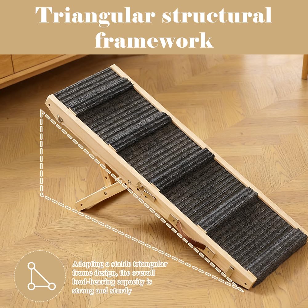 Rampe de voiture pliable pour chien - Réglable en hauteur - Antidérapant | Rampe de voiture pliable en bois, réglable en hauteur avec surface antidérapante, pour petits chiens jusqu'à 50 kg