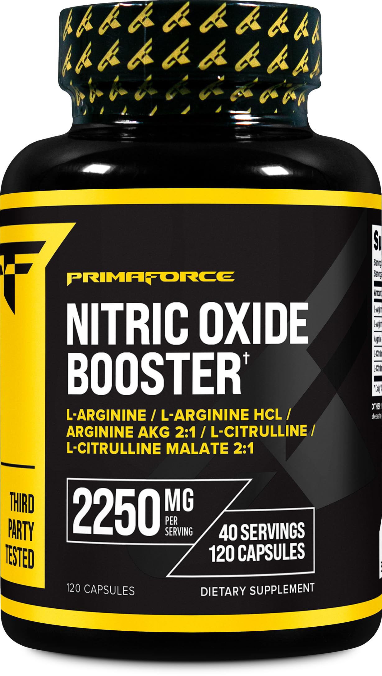PrimaforceNitric Oxide Booster (2,250mg, 120 Capsules) - 40 Servings of Our Nitric Oxide Boosting Blend for Pre-Workout and Post-Workout