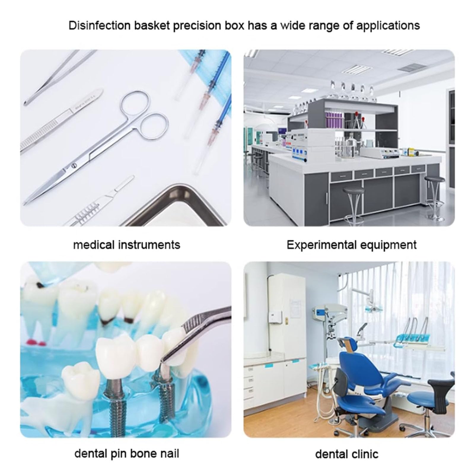 SenhE Cesta de Malla de Esterilización Médica, Bandeja de Instrumentos Médicos de Acero Inoxidable 304, Cestas Perforadas de Malla, Esterilización de Instrumentos