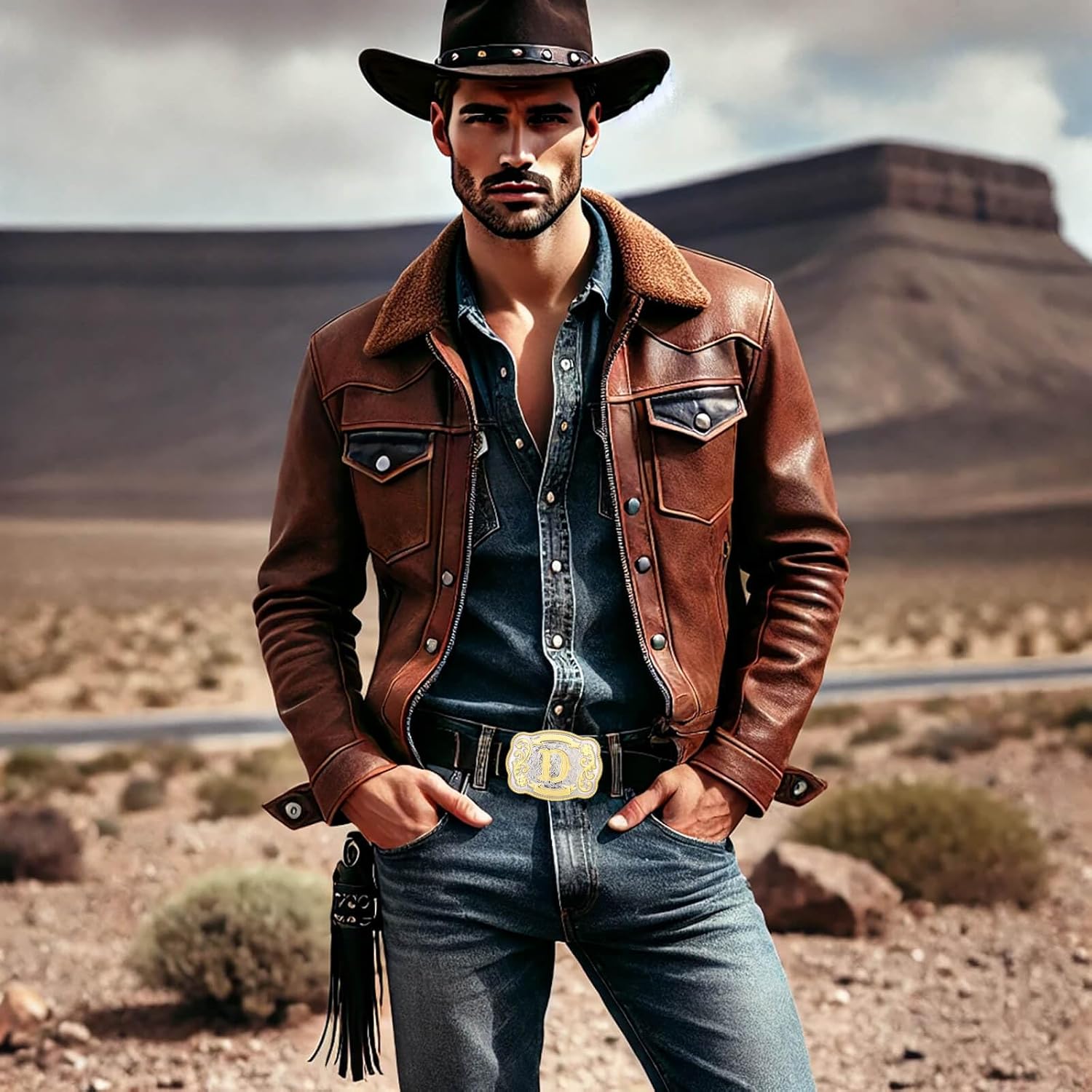 Belt Buckle Men Western Cowboy Cowgirl Rodeo Vintage Initial Letter ABCDMRJ to Z Belt Buckles for Women - Image 2