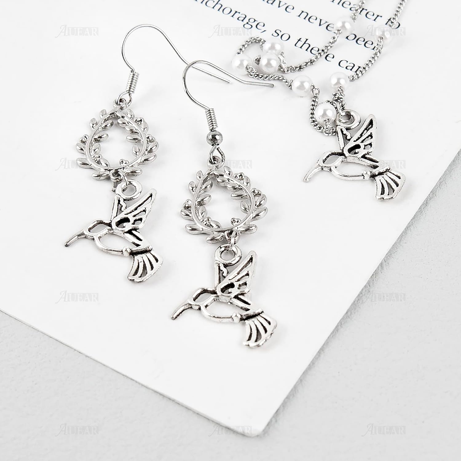 AUEAR, 100 Pack Antique Silver Small Hummingbird Charms Tiny Bird Pendant Bulk for Jewelry Making Bracelets Necklace Earrings Craft DIY - Image 2