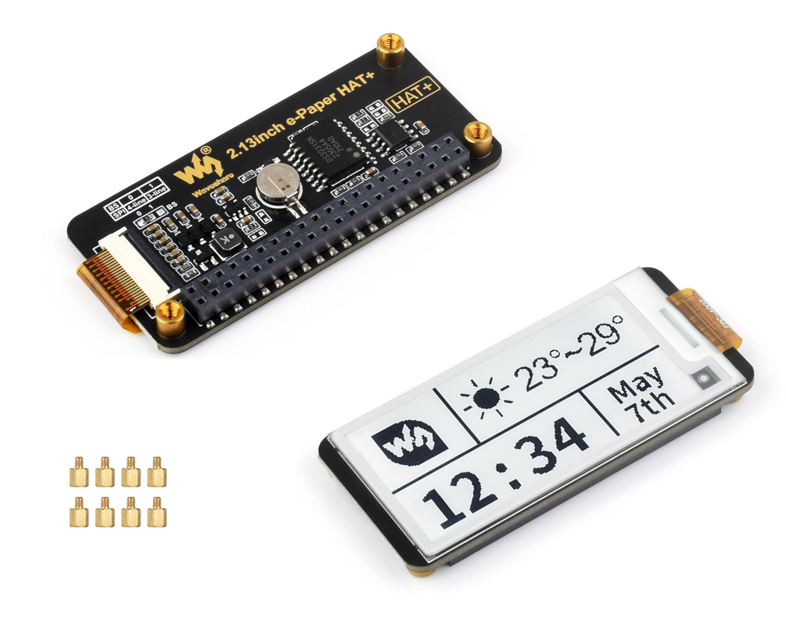5,4 cm E-Paper HAT+ für Raspberry Pi 5/4B/3B+/3B/2B/A+/Zero W/WH/Zero 2W/Jetson Nano, E-Ink Display HAT+ Standard 250x122 Pixel SPI Interface mit Pwnagotchi Tutorial Support Partial Refresh