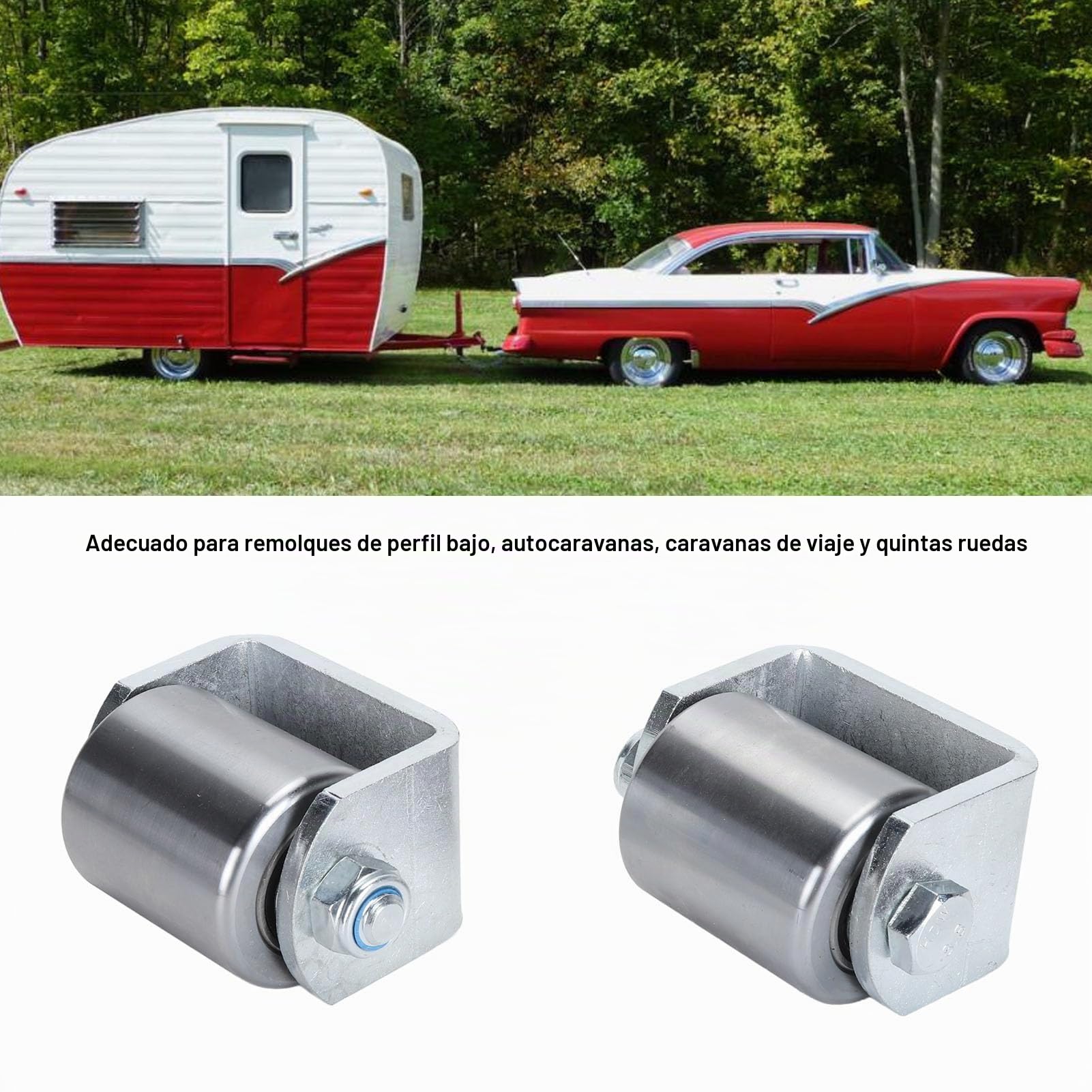 Rodillos de remolque de acero y ruedas de defensa para autocaravanas - Soldadura pesada 2pc sobre protección del chasis, 2 rodillos para remolques bajos