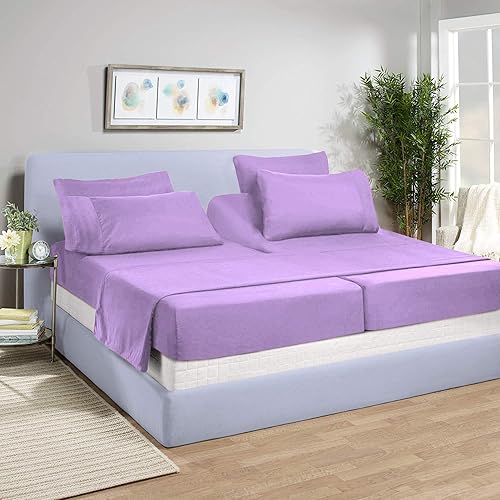 Miniatura 3 de Lotus Bedding Juego de sábanas divididas tamaño King para camas ajustables de 1000 hilos 5 piezas 100 algodón egipcio sábanas divididas negras de 18