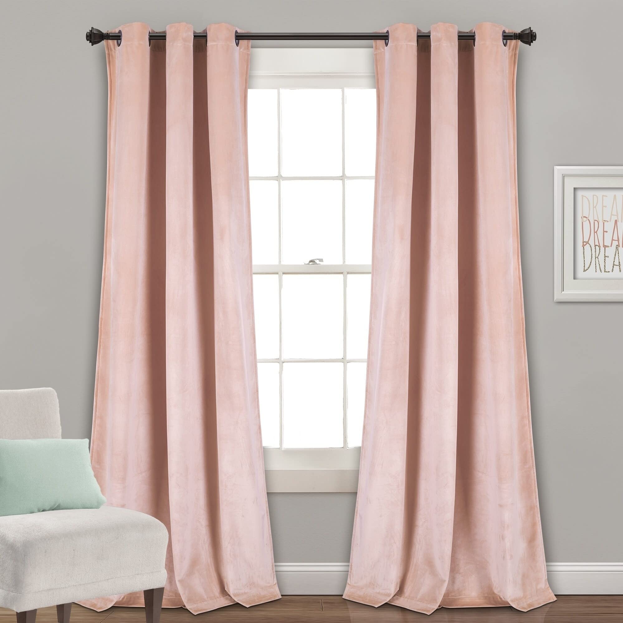 Lush Decor Prima Paire de Rideaux de fenêtre en Velours filtrant la lumière - 241,3 cm de Long x 96,5 cm de Large - Blush