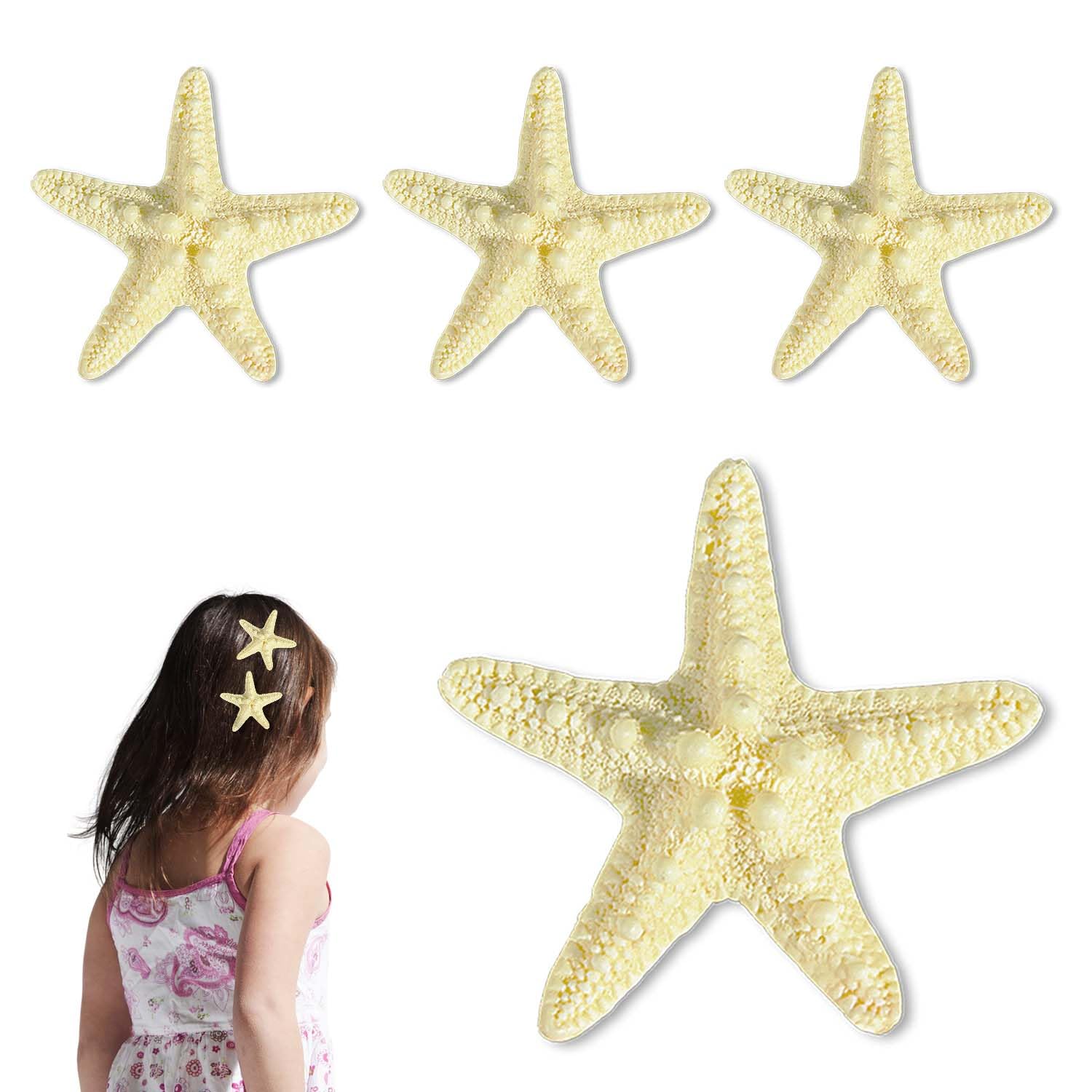 OBTANIM 4 Pcs Starfish Hair Clip Resin Beach Sea Star Hair Pins Mermaid Hair Clips Accessories for Women and Girls
