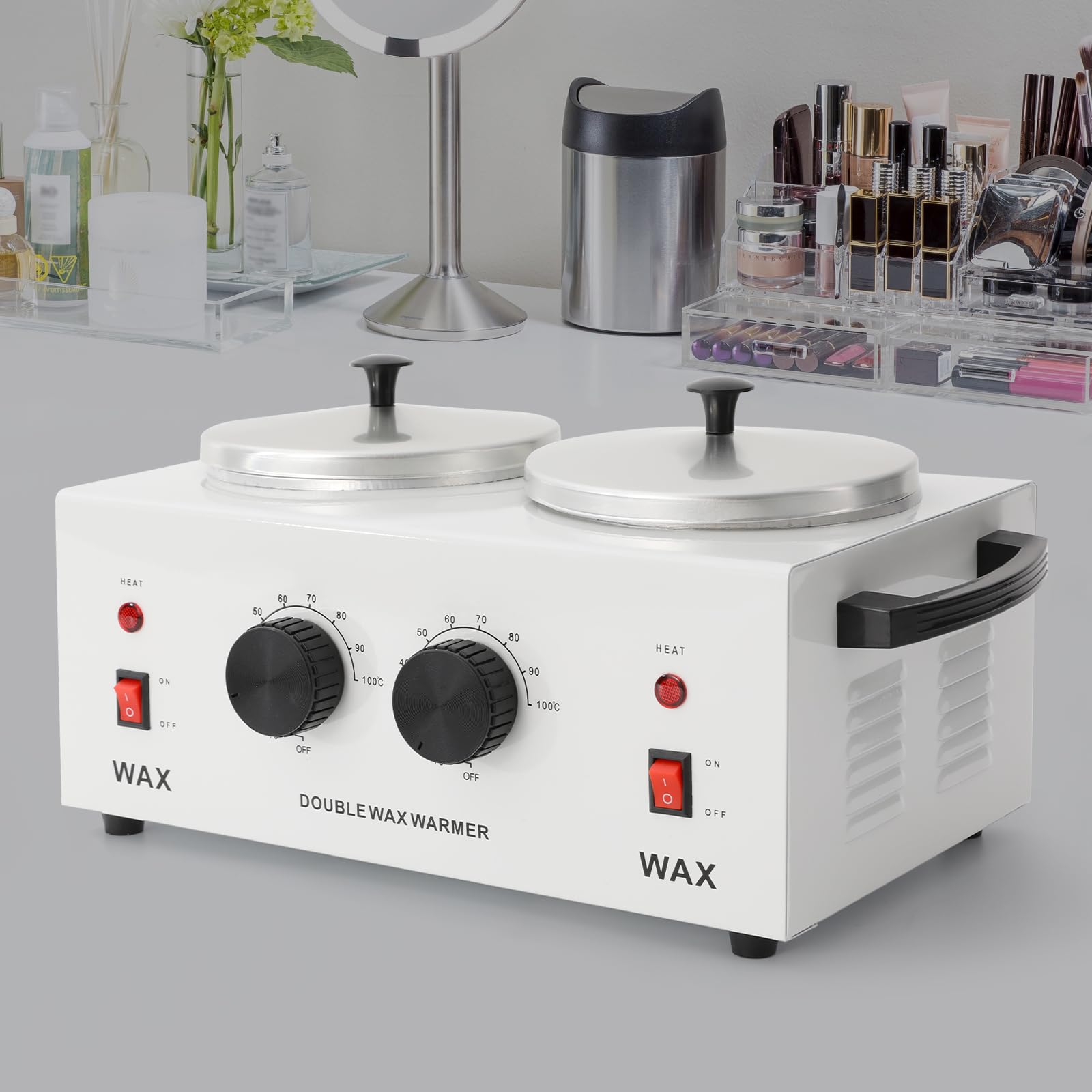 Podwójny podgrzewacz wosku, 200 W, profesjonalny podgrzewacz wosku z pokrywką i termostatem, regulowana temperatura, urządzenie do usuwania włosów