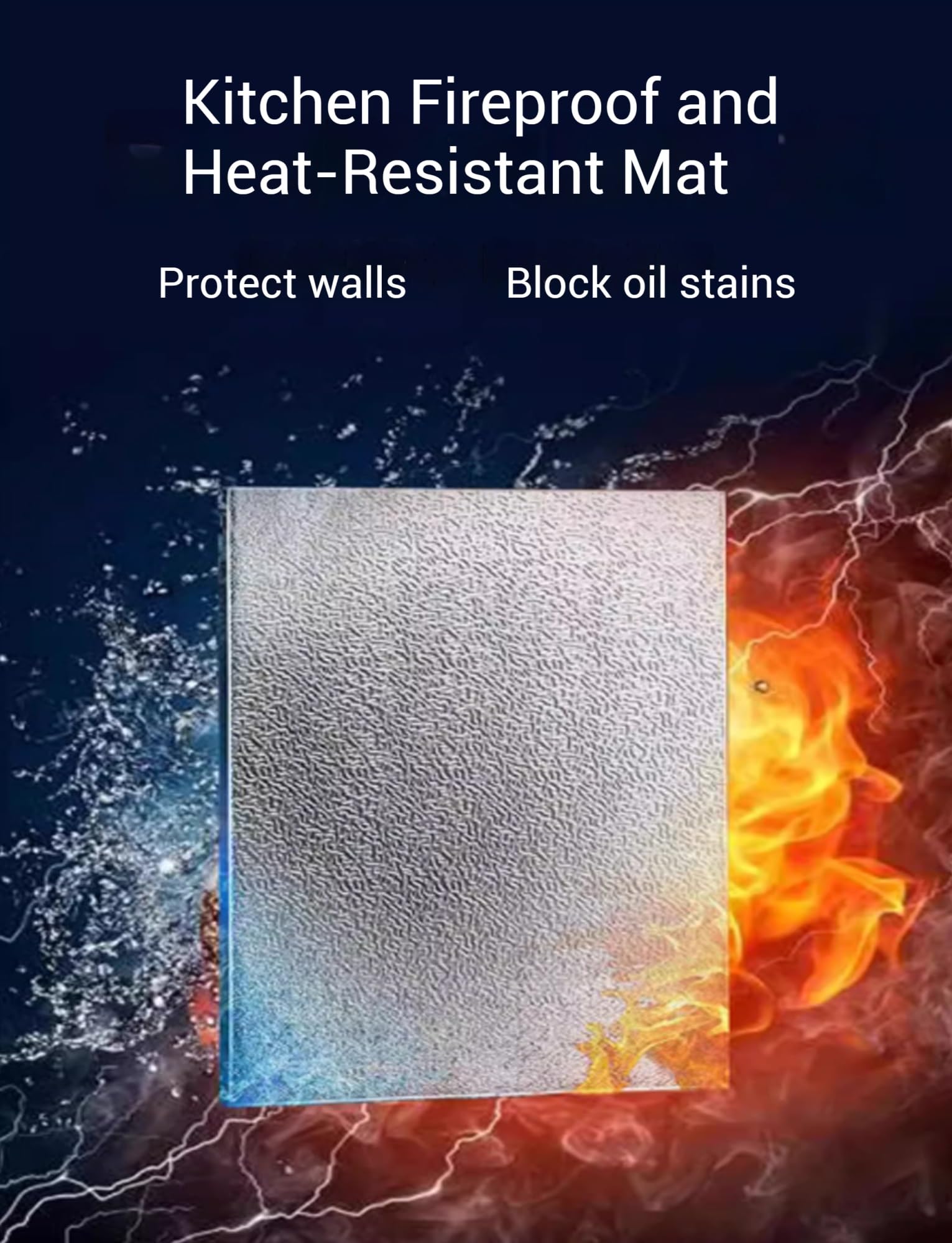 Alfombrilla de aluminio con protección contra el calor, 60 x 60 cm, resistente al aceite y al calor para parrilla, horno y refrigerador, protección ideal para la cocina
