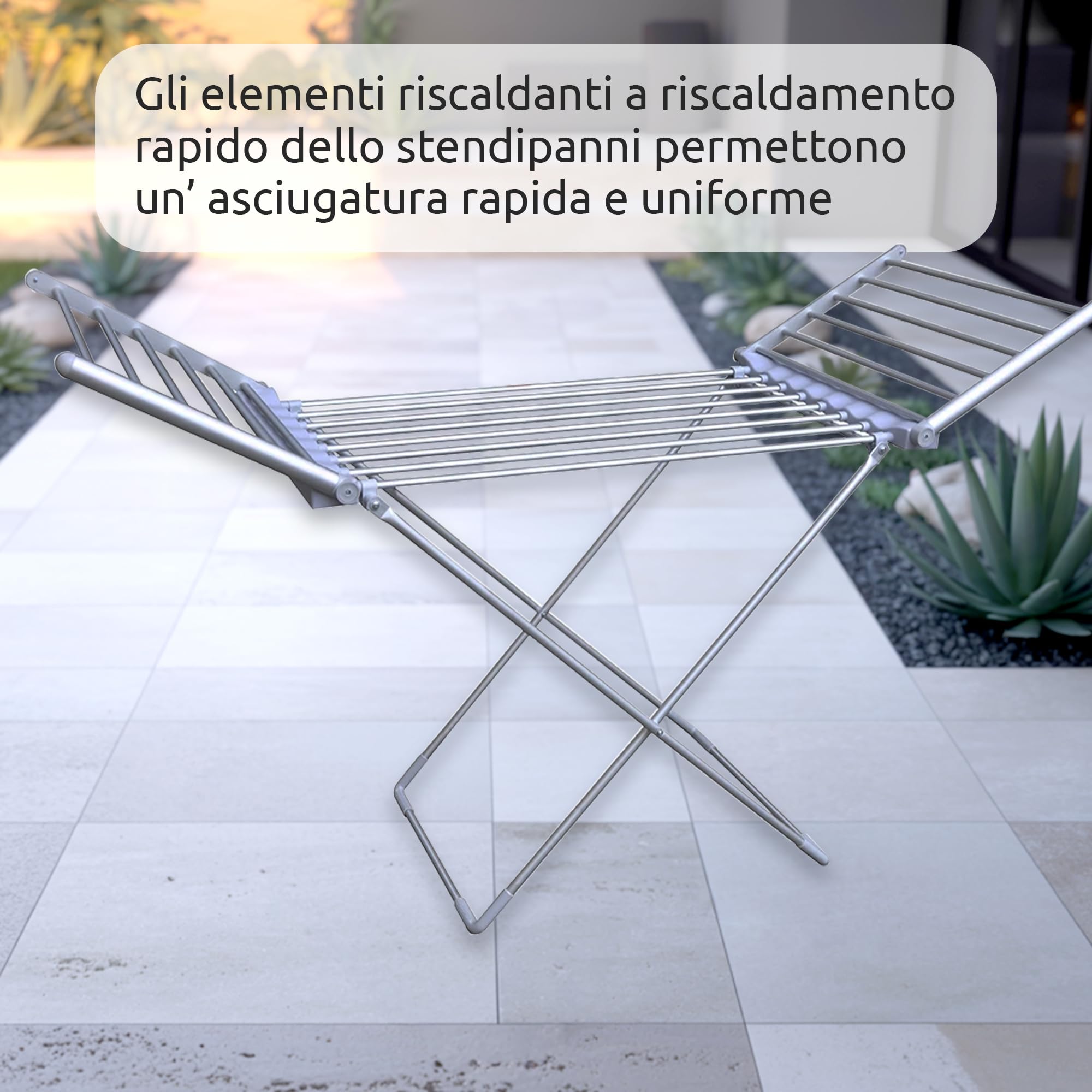 Melchioni Bahamas Stendino Elettrico con 8 + 12 Barre Riscaldanti - Stendibiancheria Richiudibile, 230W, Asciugatura Rapida ed Energeticamente Efficiente