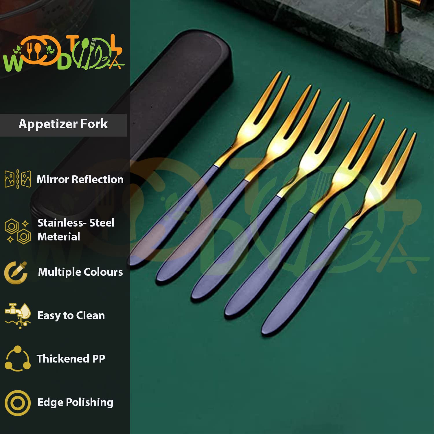 WOODTULA Stainless Steel Mini Fruit Forks - Colorful Dessert Forks - Set of 10, Purple 1