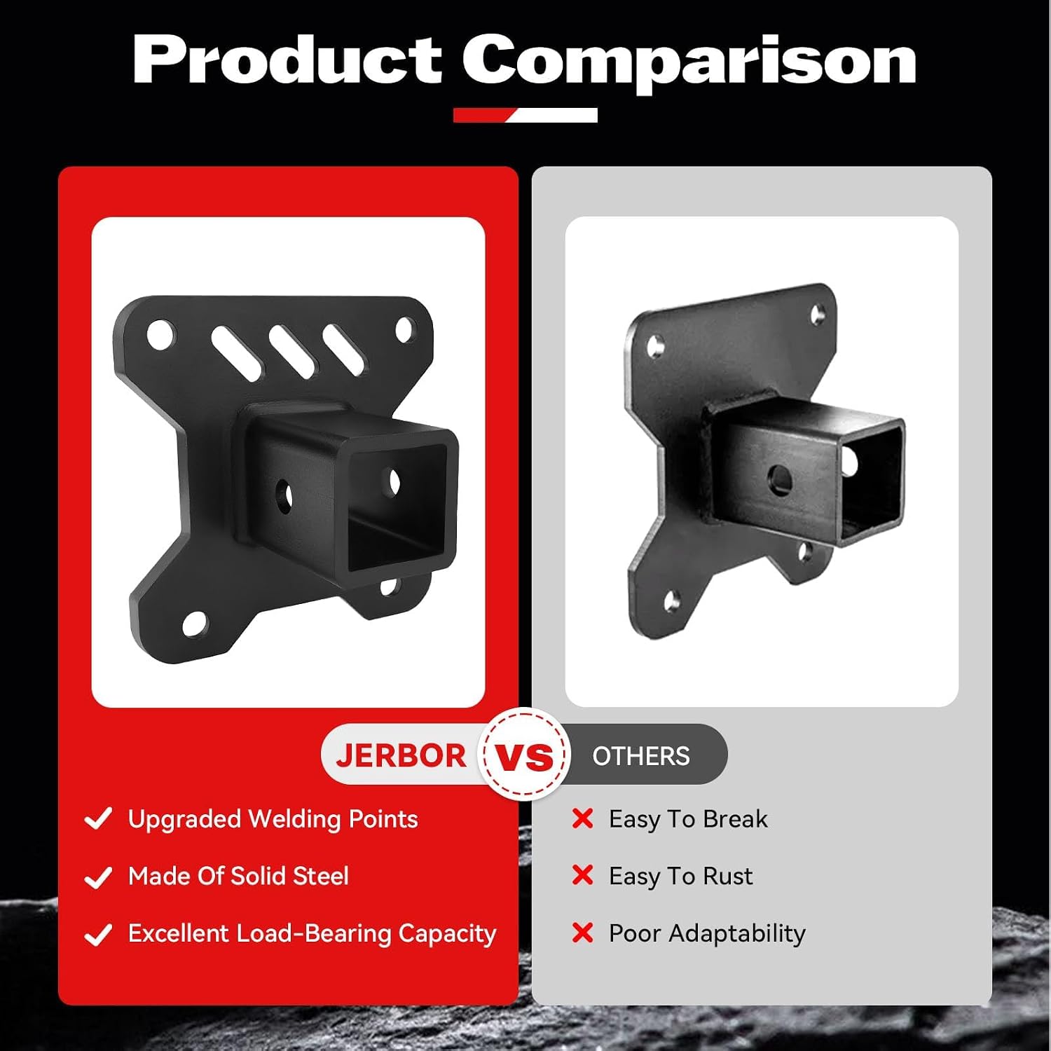 JERBOR Heavy Duty 2" UTV Receiver Hitch Fit for Polaris RZR XP1000 2014-2025,Trailer Adapter for XP1000