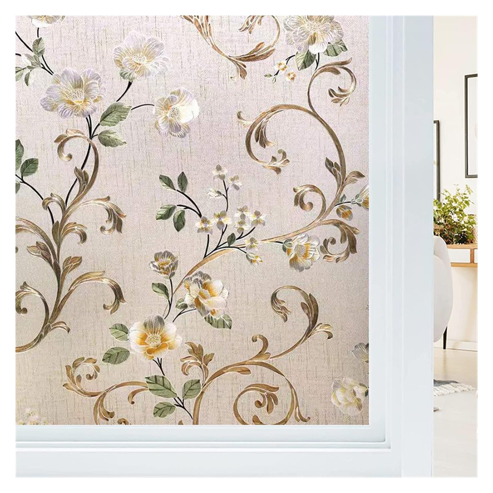 zhongqunli Window film Static Cling Stained Glass Window Film Privacy Window Sticker Decorative Window Tint Colored Removable Sun Blocking Decorative Window Film(90x100cm)