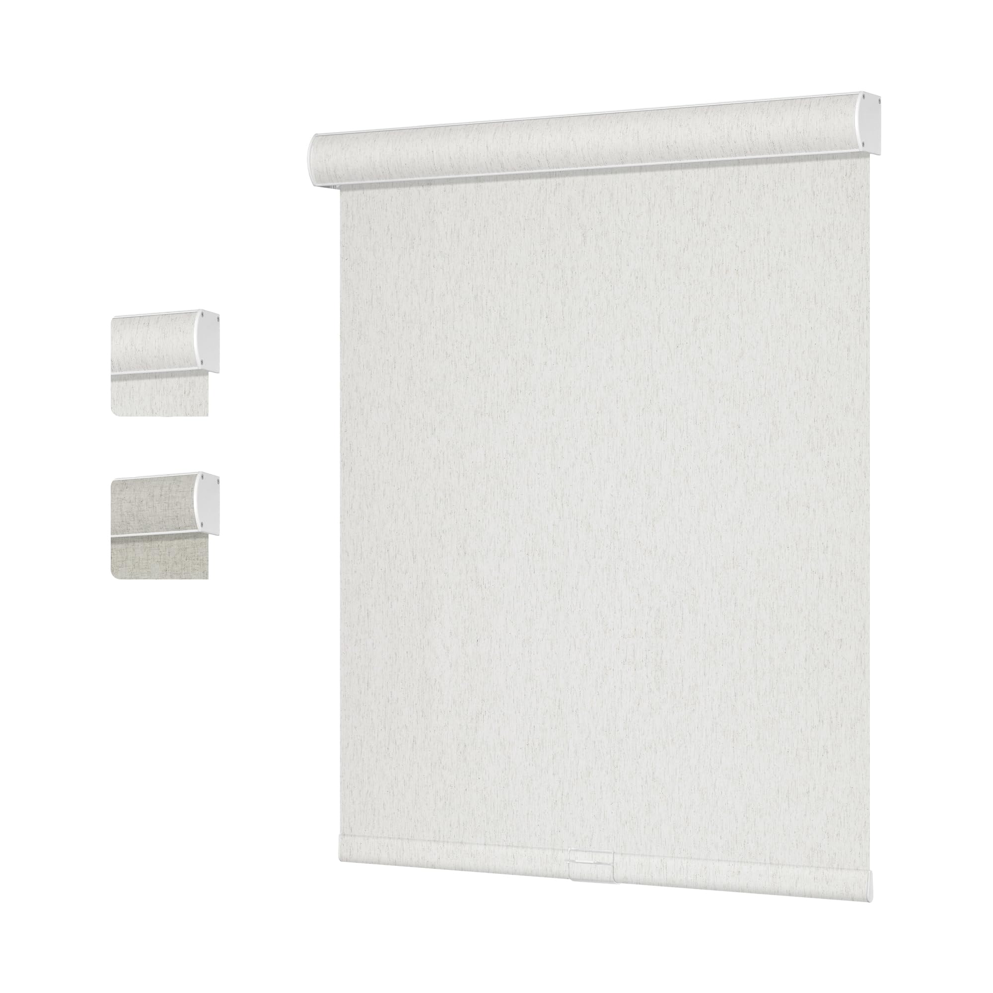 Boolegon Blackout Roller Shades for Windows Linen Fabric Cordless Roller Blinds with Cassette Valance Thermal Insulated Room Darkening Window Shades for Home Door,Light Beige,Custom Sizes