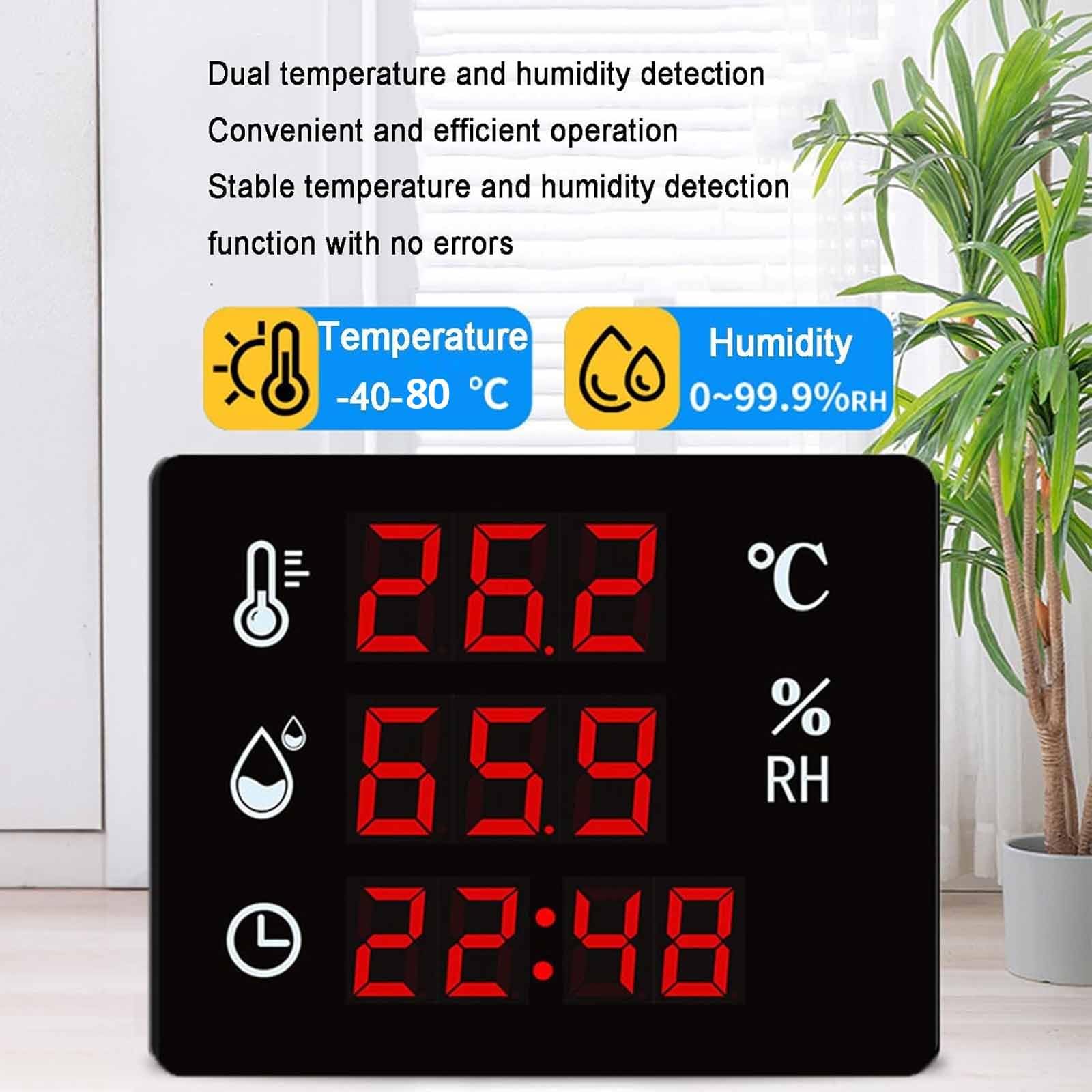 Termómetro Higrómetro Digital Industrial, Monitor De Temperatura Y Humedad, Rango De -40 a 80 °C Y De 0 a 99% HR, con Sonda Externa, Alarma De Límite Superior E Inferior