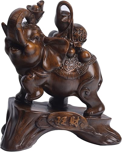 Decoración de elefante, estatuas de elefante de color de madera, decoración del hogar, figuras de elefante de la suerte de resina, Feng Shui,