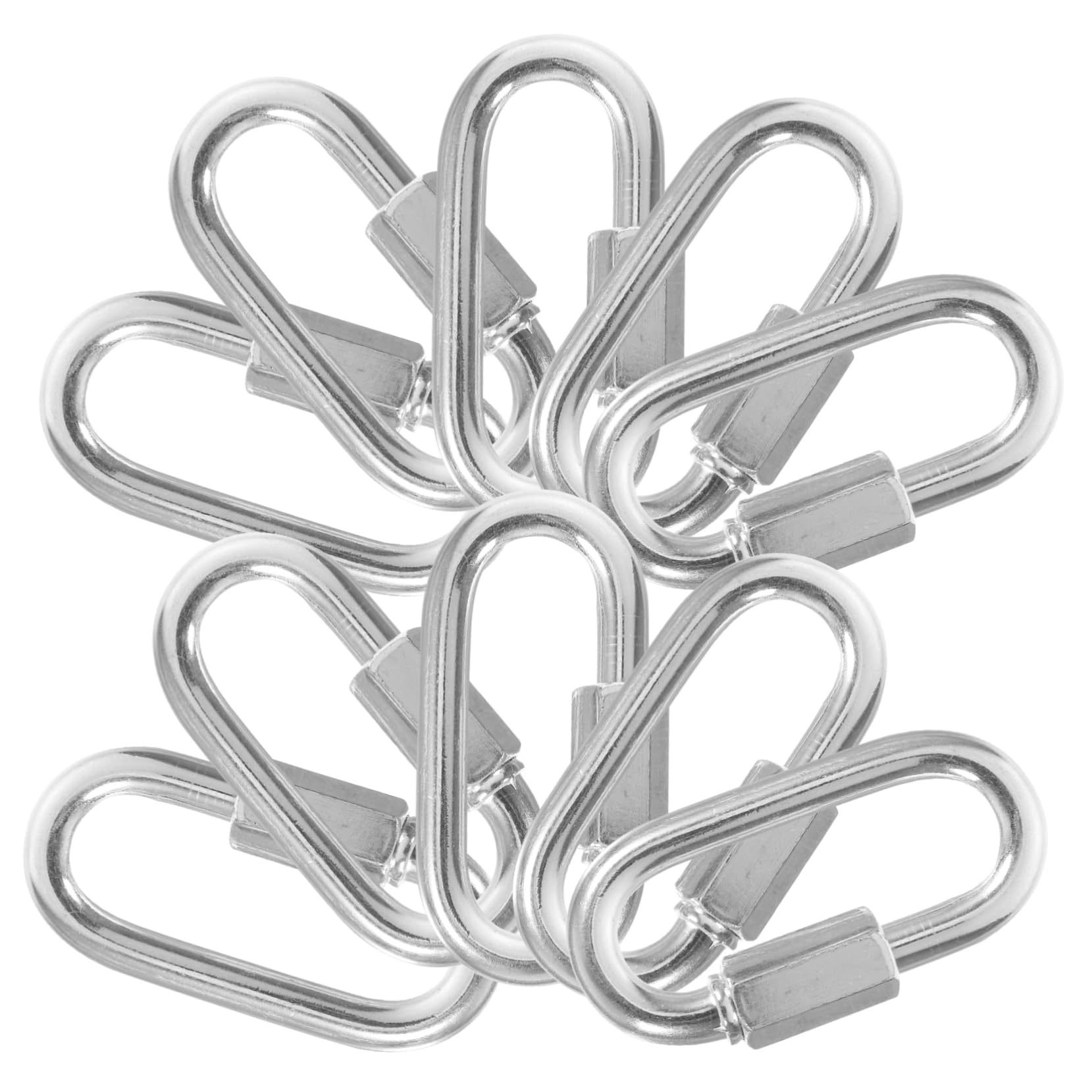 BESPORTBLE 10pcs Carabiner Chain Quick Links Quick Link Chain Rope Connector for Swing Trailer Safety Chain Hook Ring Screw Chain Link Rope Connector for Trailer M8 Chain Link Zinc Silver
