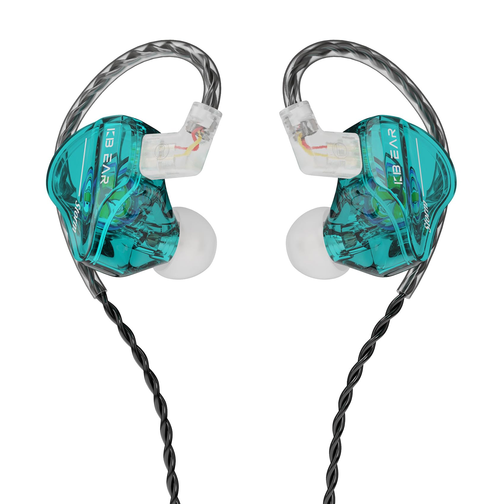 バランスな音質表現・音質重視モデル】KBEAR Storm イヤモニ 有線イヤホン カナル型 イヤフォン 耳掛け インイヤー モニター 10mmダイナミックドライバ/PU+PEEK/3.5mmプラグ/前例のない聴覚体験/小型軽量設計/りケーブル可能/重低音/HIFI音質 高遮音性 配信/通勤/通学/スポ一ツ/音楽モニター用(グリーン・マイク無し)
