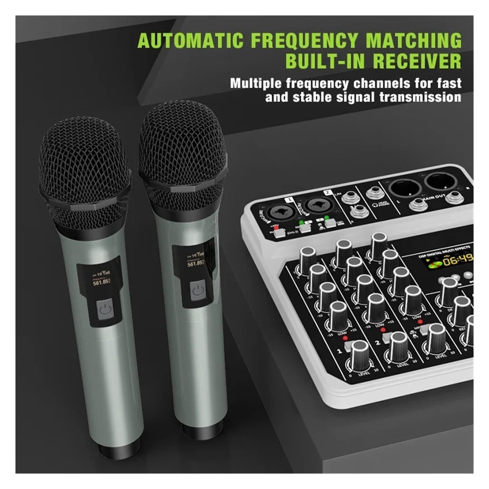 Console Mixer Audio A 4 Canali Con Kit Microfono Wireless Interfaccia USB Bluetooth, For Chitarra PC DJ Karaoke Riproduzione Chiara Del Suono