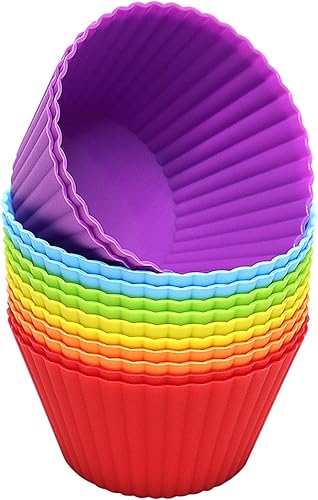 Pharamat Paquete de 12 tazas de silicona extra grandes para magdalenas, forros antiadherentes de 3.54 pulgadas para magdalenas y muffins, tazas de