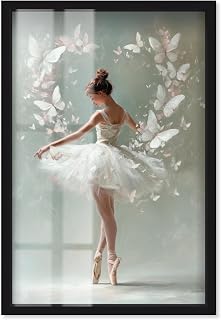 Flutter Ballerina II Shadowbox Print Pink Glam Wall Art by Art Remedy, Black Frame, 10 x 15
