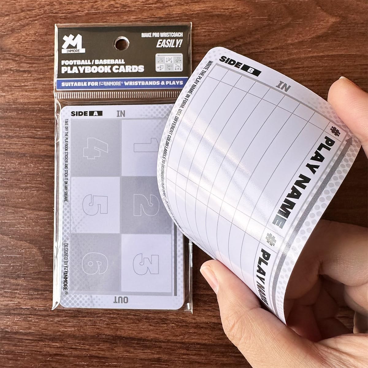 1NMORE 12PCS，24PCS Wristbands Playbook Cards, Youth Quarterback (QB) Wrist Coach Accessories, PVC Material for Football, Baseball, Softball, Waterproof & Reusable