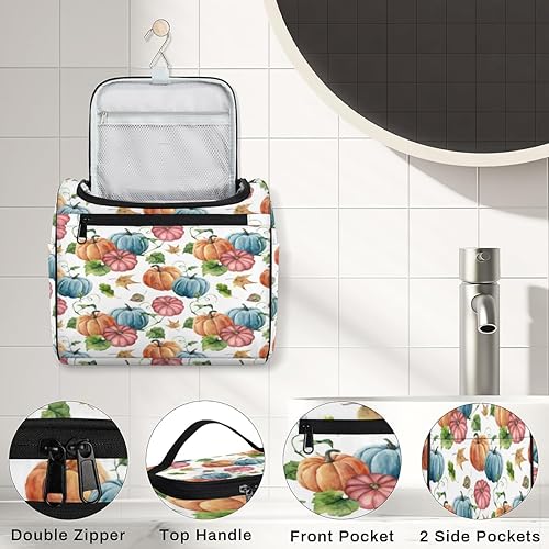 Miniatura 4 de Thanksgiving Day Fun Pattern Toiletry Bag for Women Travel Makeup Organizer with Hanging Hook Traveling Cosmetic Bags for Toiletries Accessories