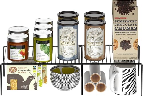 Miniatura 8 de Redrubbit - Estante de mostrador y estante de cocina de metal expandible a prueba de óxido, juego de 4 piezas de 2, ahorrador de espacio para