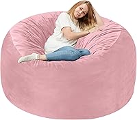 Vista 68 de Homguava Silla de Puf de 2 Pies: Pufs de 2' con Espuma de Memoria Rellenos, Cómodas Sillas de Puf Redondas con Funda de Terciopelo Holandés - Rosa