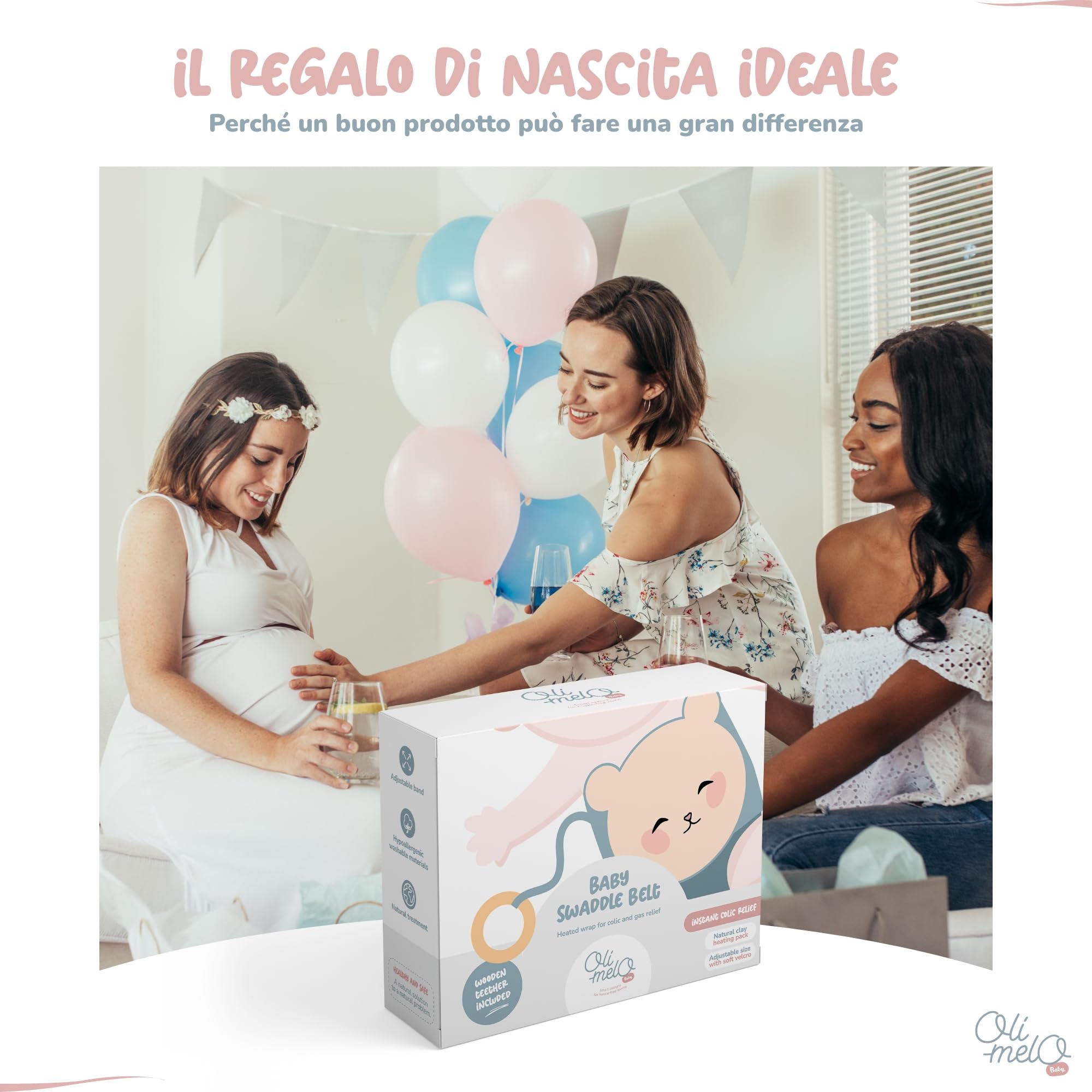 Borsa dell'Acqua Calda per Bebè Anti Coliche – Caldo & Freddo – Allevia Dolori & Gonfiori – CE – Impacco di Argilla, Anello da Dentizione Incluso, Fascia Peluche per Neonati e Lattanti
